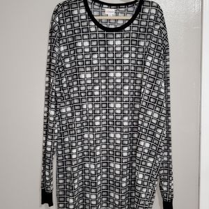 LuLaRoe LS Hudson 3X Black White New w/o Tags